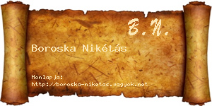 Boroska Nikétás névjegykártya